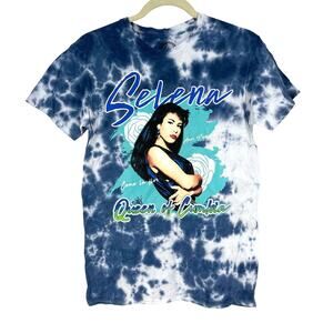 Selena Queen Of Cumbia Portrait Tie Dye T-Shirt Blue Size Small NWOT